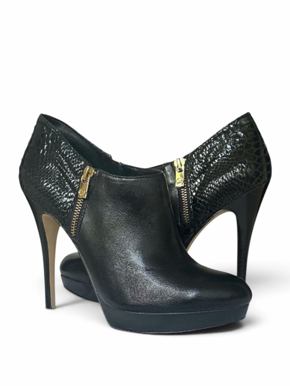 Michael Kors Black Leather High Heel Platform Ankle York Boots Size 10